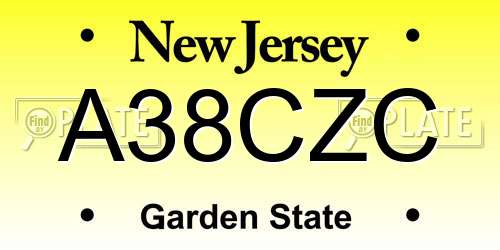 A38CZC New Jersey License Plate