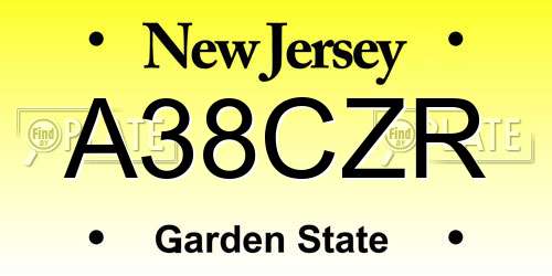 A38CZR New Jersey License Plate