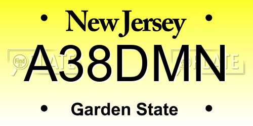 A38DMN New Jersey License Plate