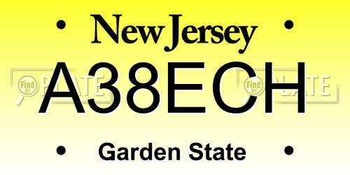 A38ECH New Jersey License Plate