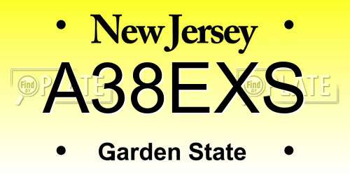 A38EXS New Jersey License Plate