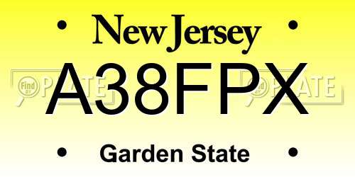 A38FPX New Jersey License Plate