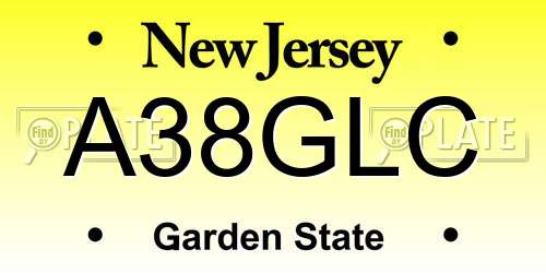A38GLC New Jersey License Plate