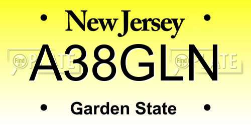A38GLN New Jersey License Plate