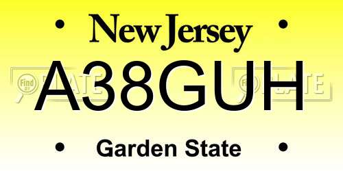 A38GUH New Jersey License Plate
