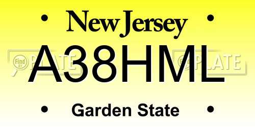 A38HML New Jersey License Plate