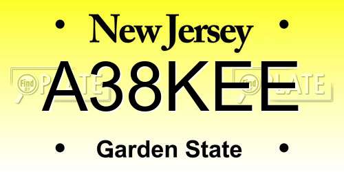 A38KEE New Jersey License Plate
