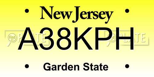 A38KPH New Jersey License Plate