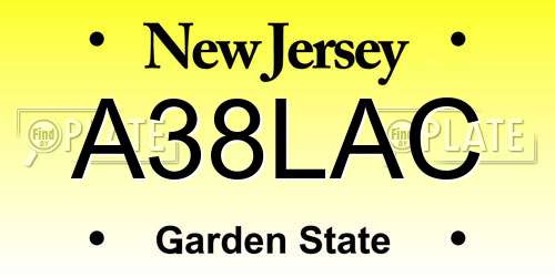 A38LAC New Jersey License Plate