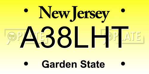 A38LHT New Jersey License Plate