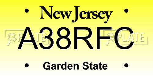 A38RFC New Jersey License Plate