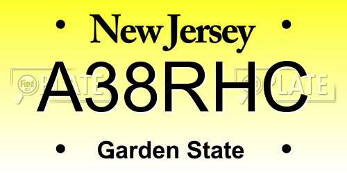 A38RHC New Jersey License Plate