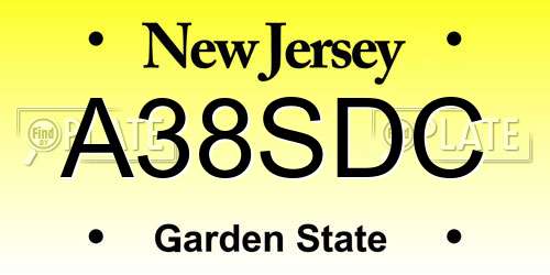A38SDC New Jersey License Plate