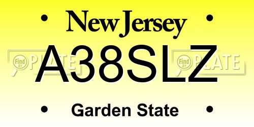 A38SLZ New Jersey License Plate