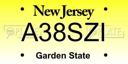 A38SZI New Jersey License Plate