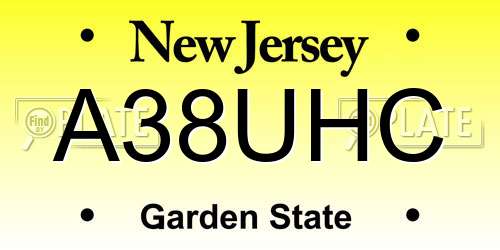 A38UHC New Jersey License Plate