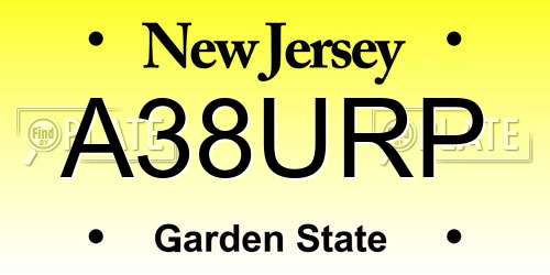 A38URP New Jersey License Plate