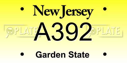 A392 New Jersey License Plate