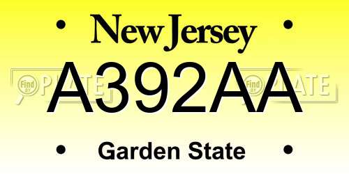 A392AA New Jersey License Plate