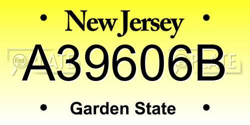A39606B New Jersey License Plate