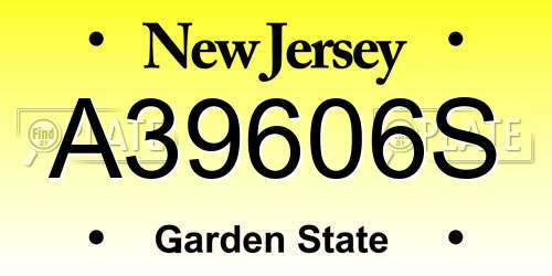 A39606S New Jersey License Plate