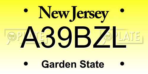 A39BZL New Jersey License Plate
