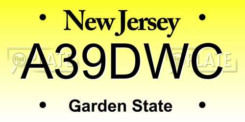 A39DWC New Jersey License Plate