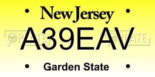 A39EAV New Jersey License Plate