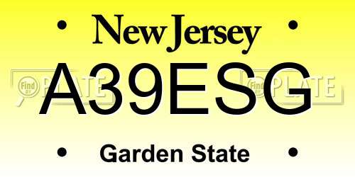 A39ESG New Jersey License Plate