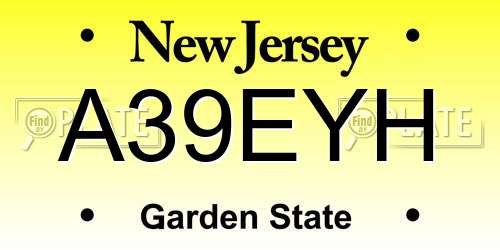 A39EYH New Jersey License Plate
