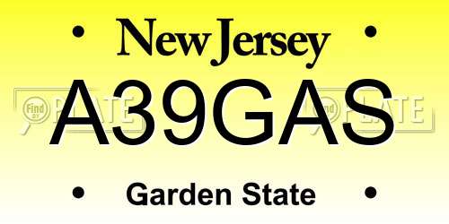 A39GAS New Jersey License Plate