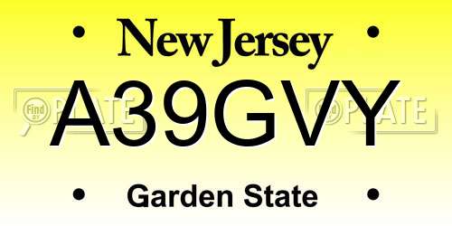 A39GVY New Jersey License Plate