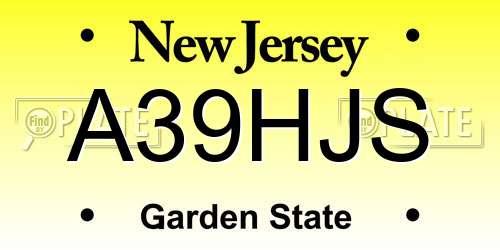 A39HJS New Jersey License Plate
