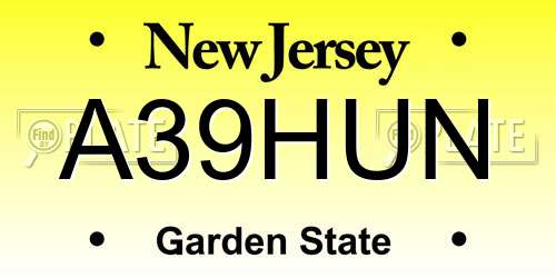 A39HUN New Jersey License Plate