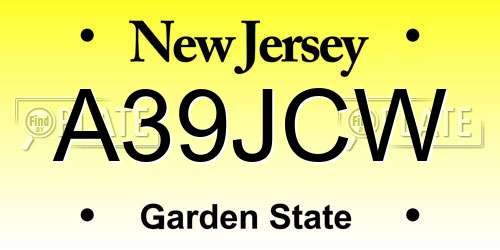 A39JCW New Jersey License Plate