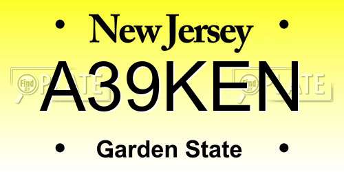 A39KEN New Jersey License Plate