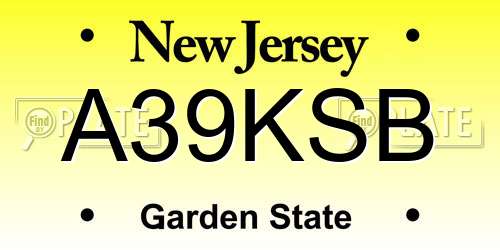 A39KSB New Jersey License Plate