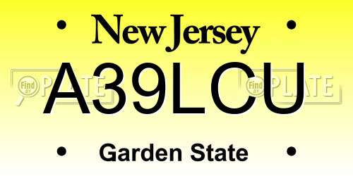 A39LCU New Jersey License Plate
