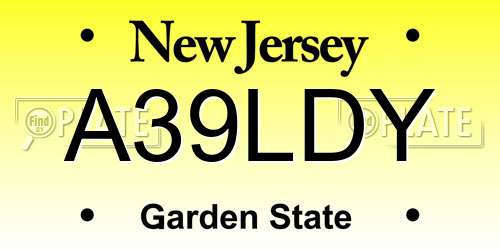 A39LDY New Jersey License Plate