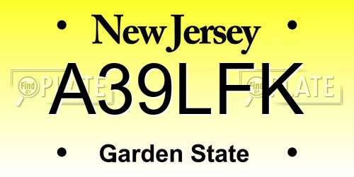 A39LFK New Jersey License Plate