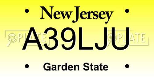 A39LJU New Jersey License Plate