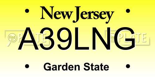 A39LNG New Jersey License Plate