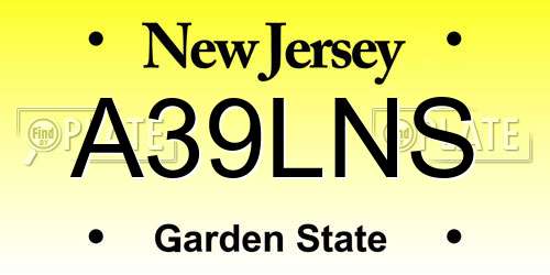 A39LNS New Jersey License Plate