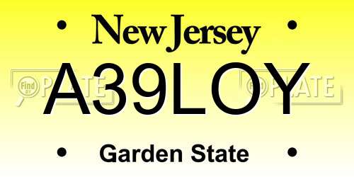 A39LOY New Jersey License Plate
