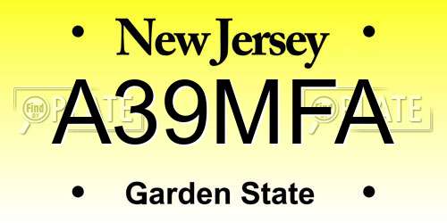 A39MFA New Jersey License Plate