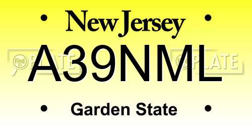 A39NML New Jersey License Plate