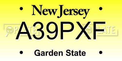 A39PXF New Jersey License Plate