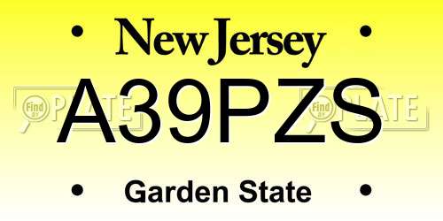 A39PZS New Jersey License Plate