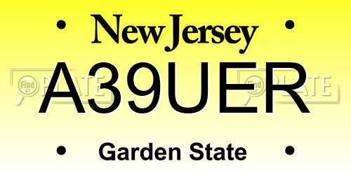 A39UER New Jersey License Plate