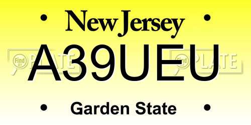 A39UEU New Jersey License Plate